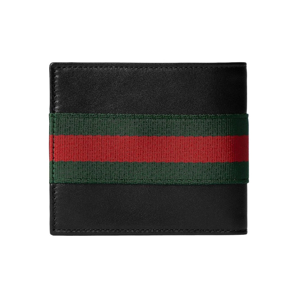 GUCCI Men's Black Leather Wallet with Red & Green Stripe Detail | 867283