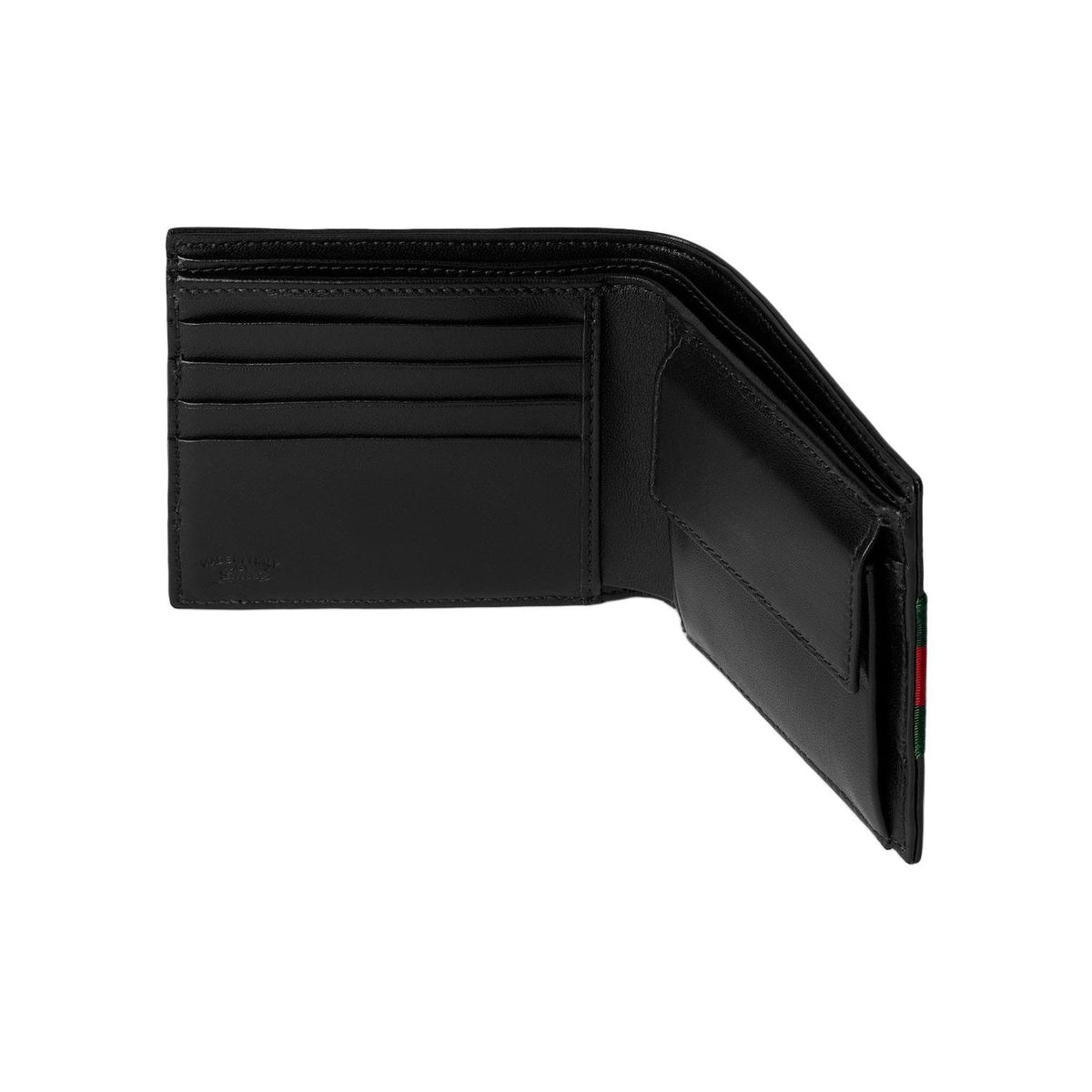 GUCCI Men's Black Leather Wallet with Red & Green Stripe Detail | 867283