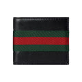 GUCCI WebTrademark Men's Black Soft Leather Bifold Wallet | 867269