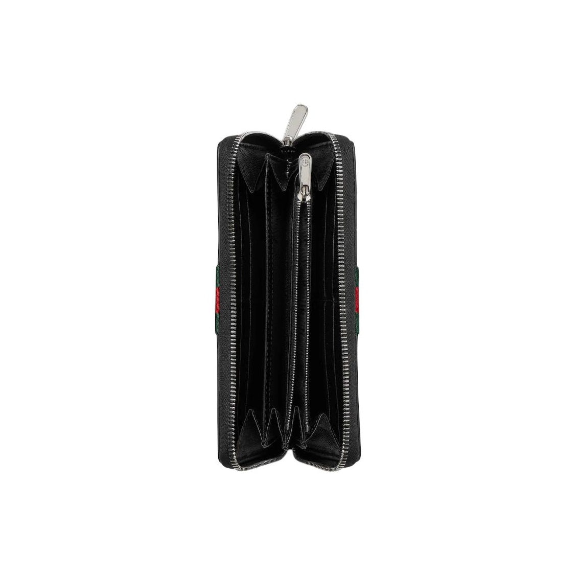 GUCCI TrademarkWeb Men's Black Soft Leather Zip-Around Wallet | 867284