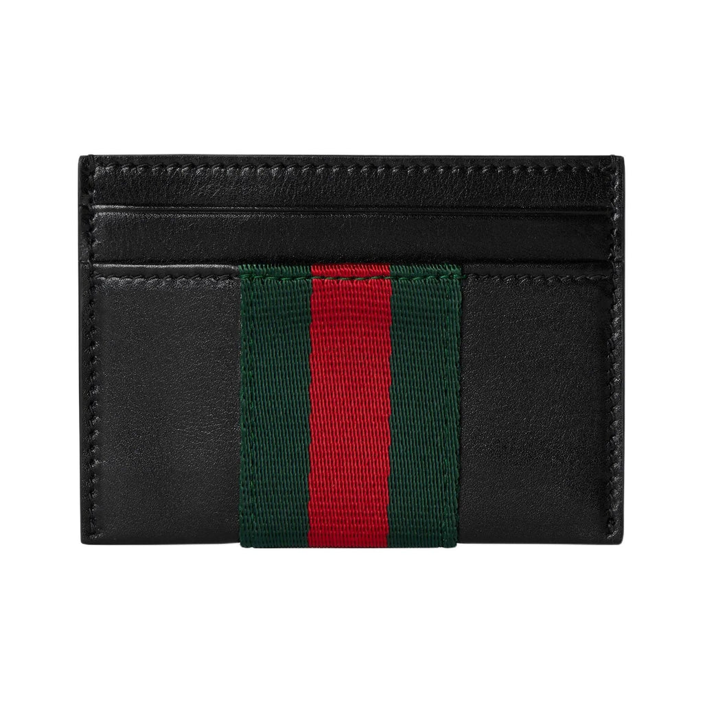 GUCCI TrademarkWeb Men's Black Soft Leather Card Holder | 867277