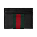 GUCCI TrademarkWeb Men's Black Soft Leather Card Holder | 867277