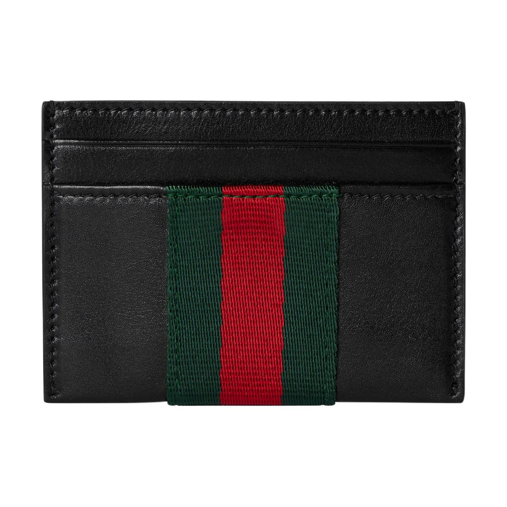 GUCCI TrademarkWeb Men's Black Soft Leather Card Holder | 867277