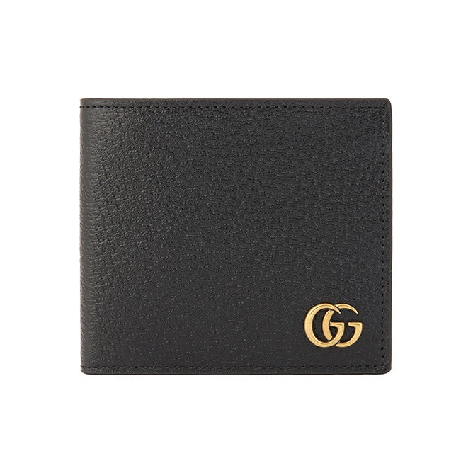 GUCCI Marmont Men's Black Leather Compact Bifold Wallet with Coin Pocket | 428725