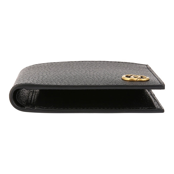 GUCCI Marmont Men's Black Leather Compact Bifold Wallet with Coin Pocket | 428725