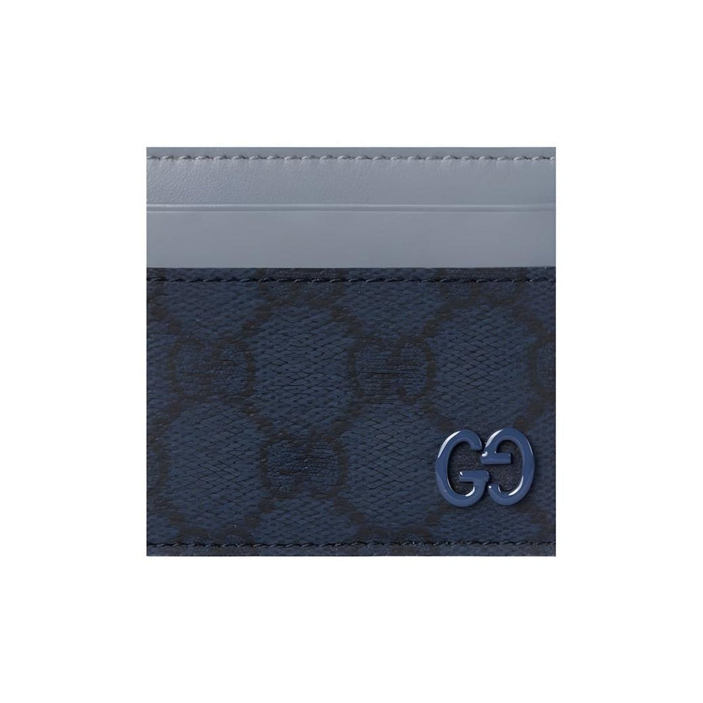 GUCCI GG Supreme Women's Dark Blue Leather Card Holder | 768248