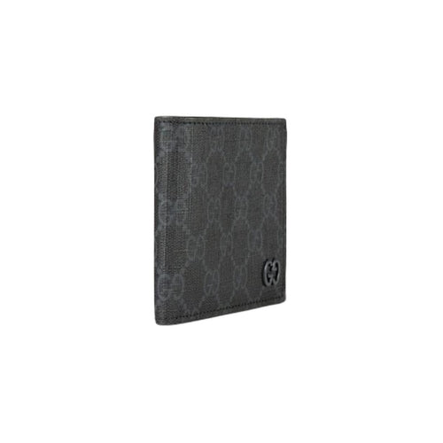 GUCCI GG Supreme Men's Black Canvas & Leather Flap Wallet | 768243