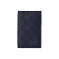GUCCI GG Supreme Men's Dark Blue Leather Card Holder | 768249