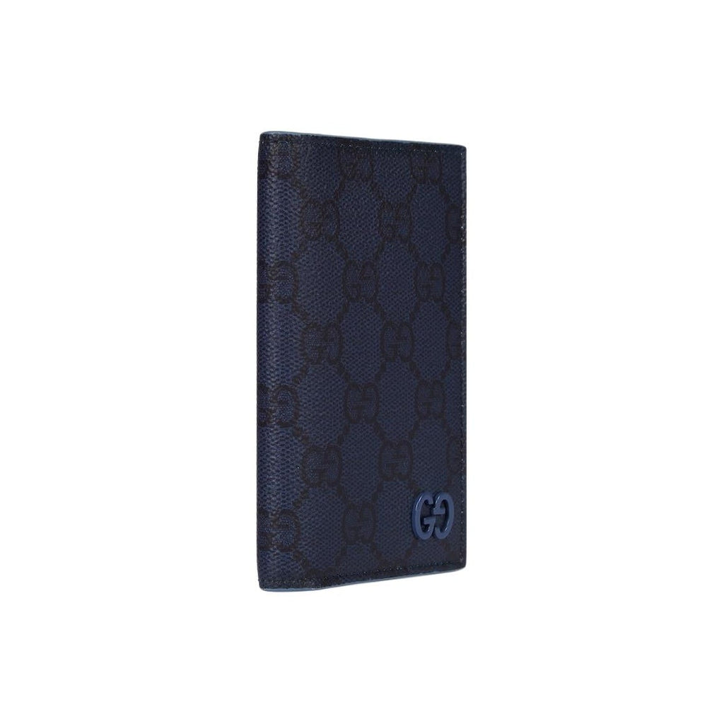 GUCCI GG Supreme Men's Dark Blue Leather Card Holder | 768249