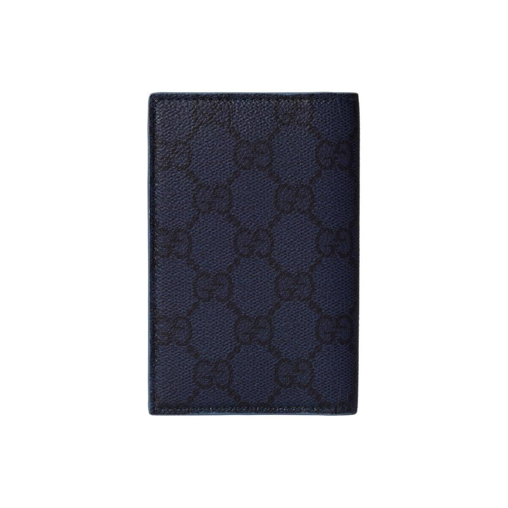 GUCCI GG Supreme Men's Dark Blue Leather Card Holder | 768249