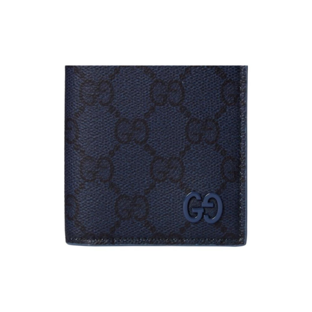 GUCCI GG Supreme Men's Dark Blue Leather Card Holder | 768249
