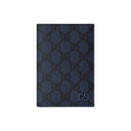 GUCCI GG Supreme Women's Dark Blue Leather Passport Holder | 795229