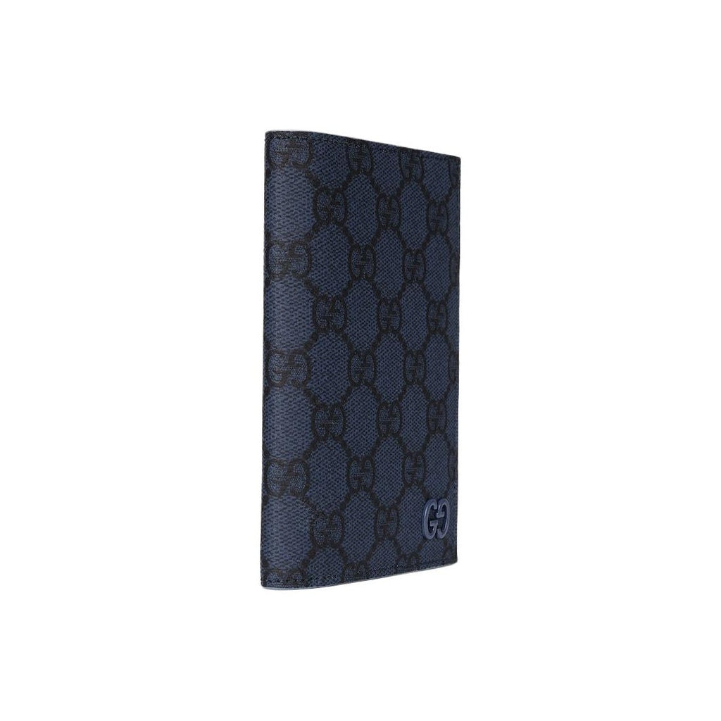 GUCCI GG Supreme Women's Dark Blue Leather Passport Holder | 795229