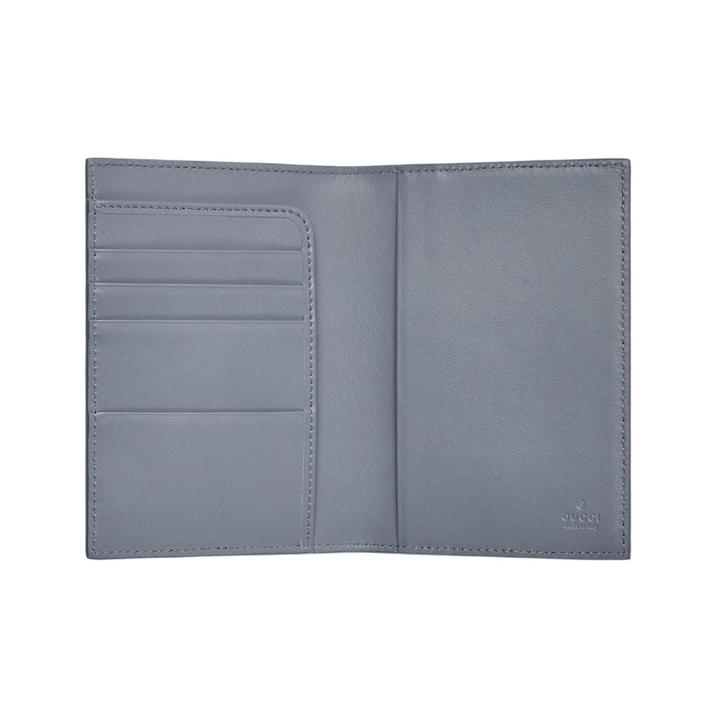 GUCCI GG Supreme Women's Dark Blue Leather Passport Holder | 795229