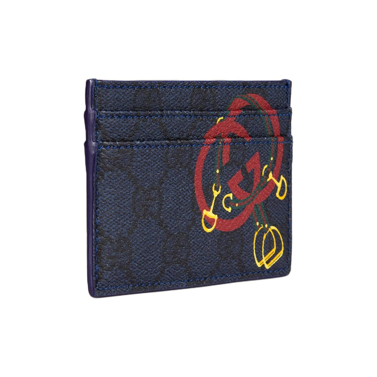 GUCCI GG Supreme Chinese New Year Men's Dark Blue Leather Card Holder | 853436
