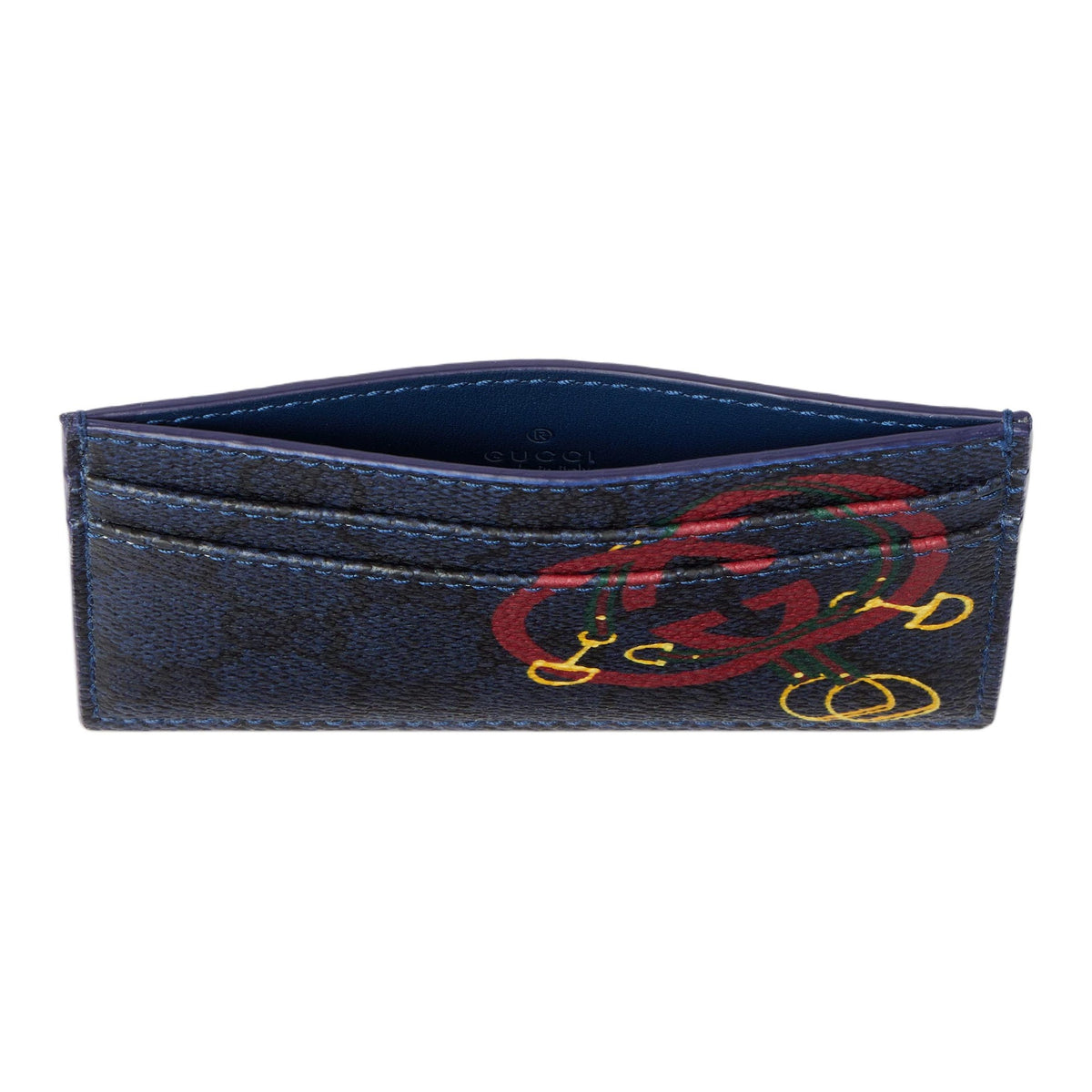GUCCI GG Supreme Chinese New Year Men's Dark Blue Leather Card Holder | 853436