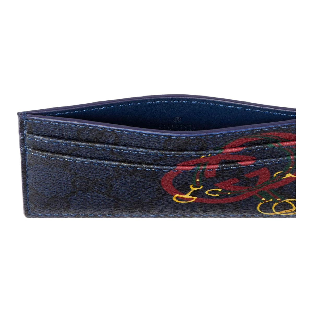 GUCCI GG Supreme Chinese New Year Men's Dark Blue Leather Card Holder | 853436