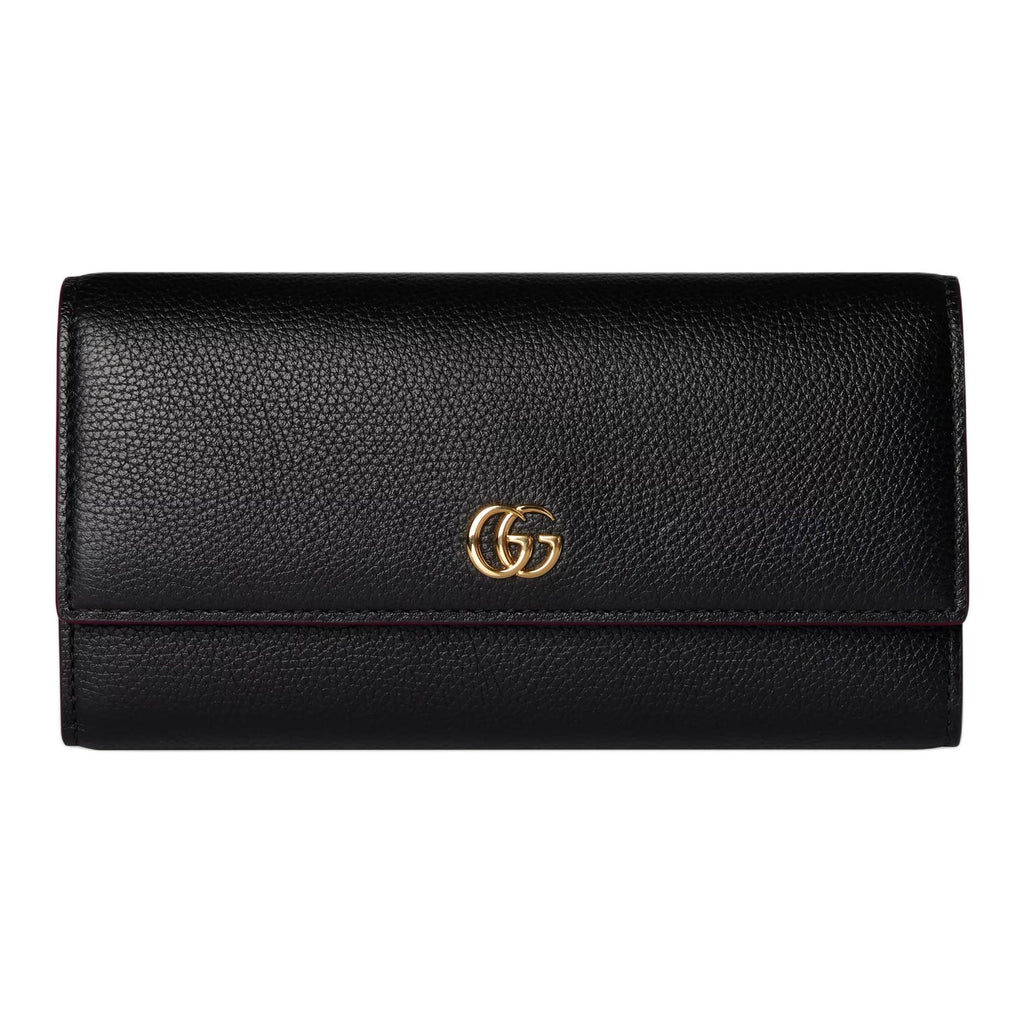 GUCCI GG Marmont Women's Black & Red Cowhide Leather Snap Wallet | 456116