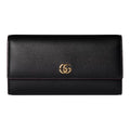 GUCCI GG Marmont Women's Black & Red Cowhide Leather Snap Wallet | 456116