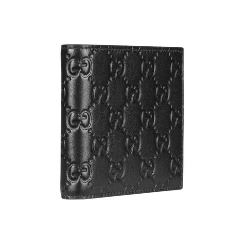GUCCI GG Emblem Men's Black Smooth Leather Wallet | 850177