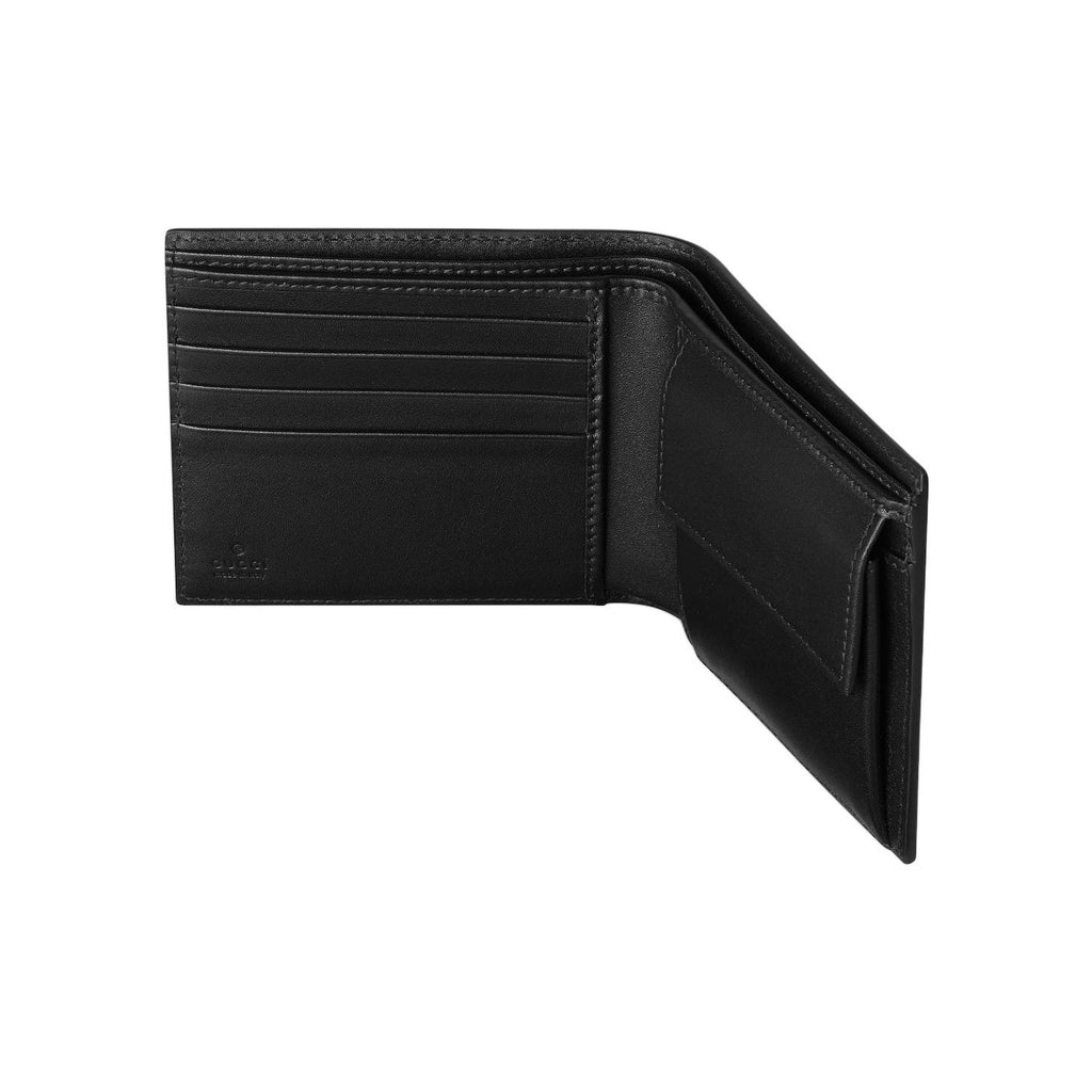 GUCCI GG Emblem Men's Black Smooth Leather Wallet | 850177