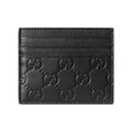 GUCCI GG Emblem Men's Black Smooth Leather Card Holder | 850187