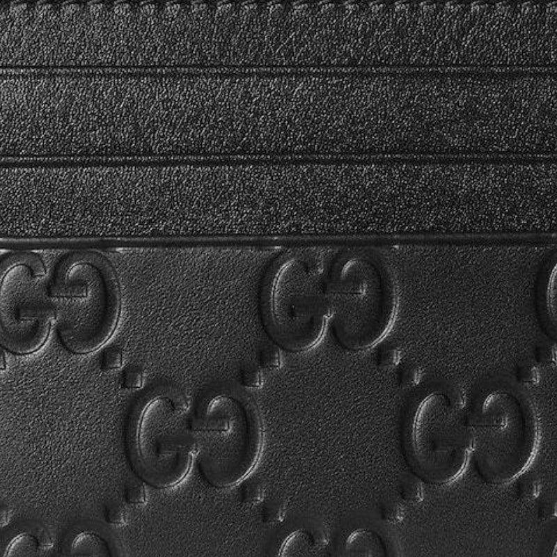 GUCCI GG Emblem Men's Black Smooth Leather Card Holder | 850187