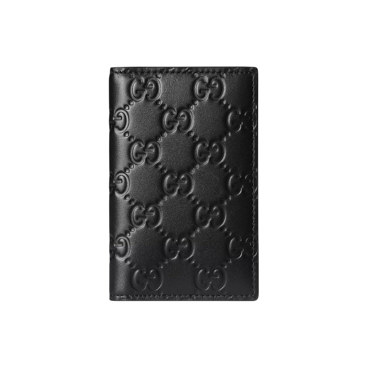 GUCCI GG Emblem Women's Black Cowhide Leather Card Holder Wallet | 850183
