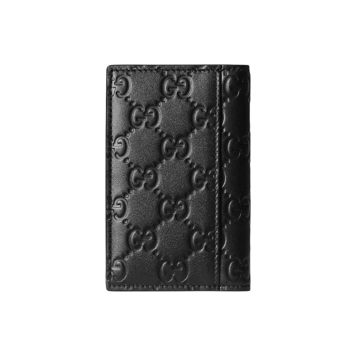GUCCI GG Emblem Women's Black Cowhide Leather Card Holder Wallet | 850183