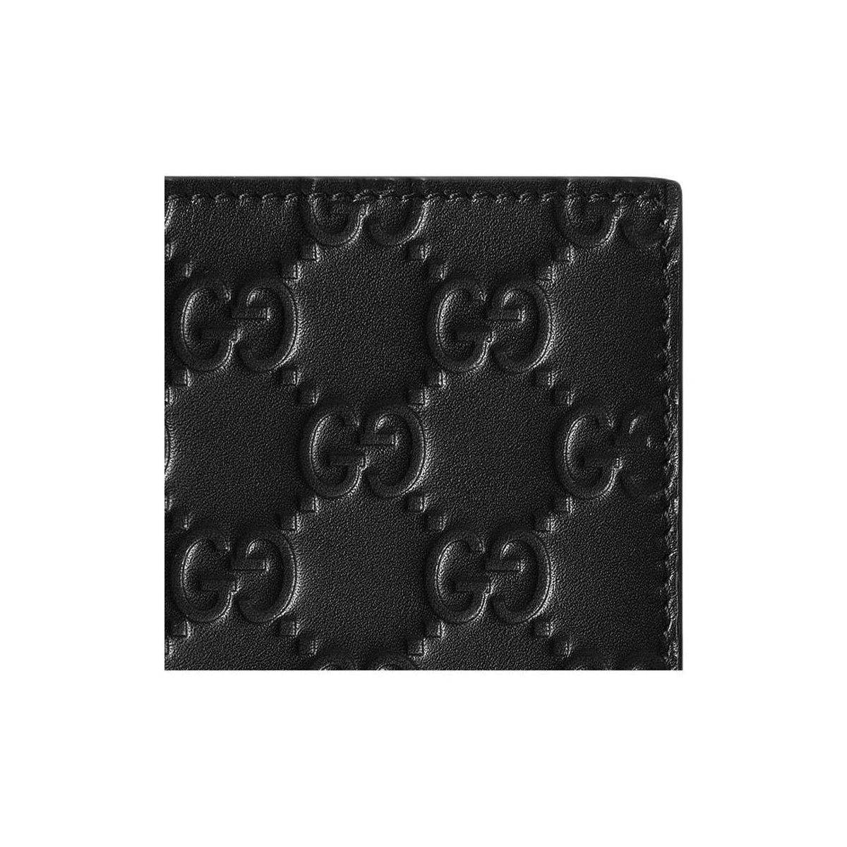 GUCCI GG Emblem Women's Black Smooth Leather Card Holder | 850184