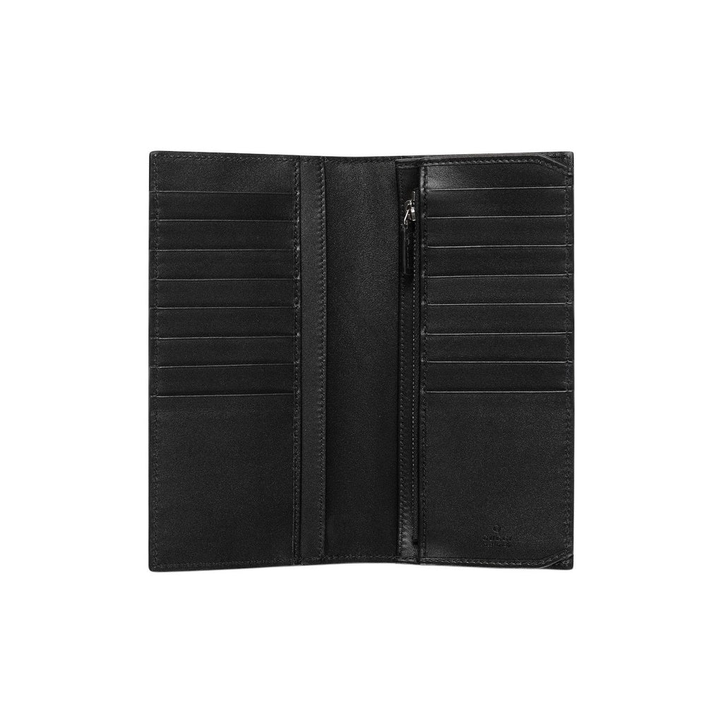 GUCCI GG Emblem Men's Black Smooth Leather Long Wallet | 850178