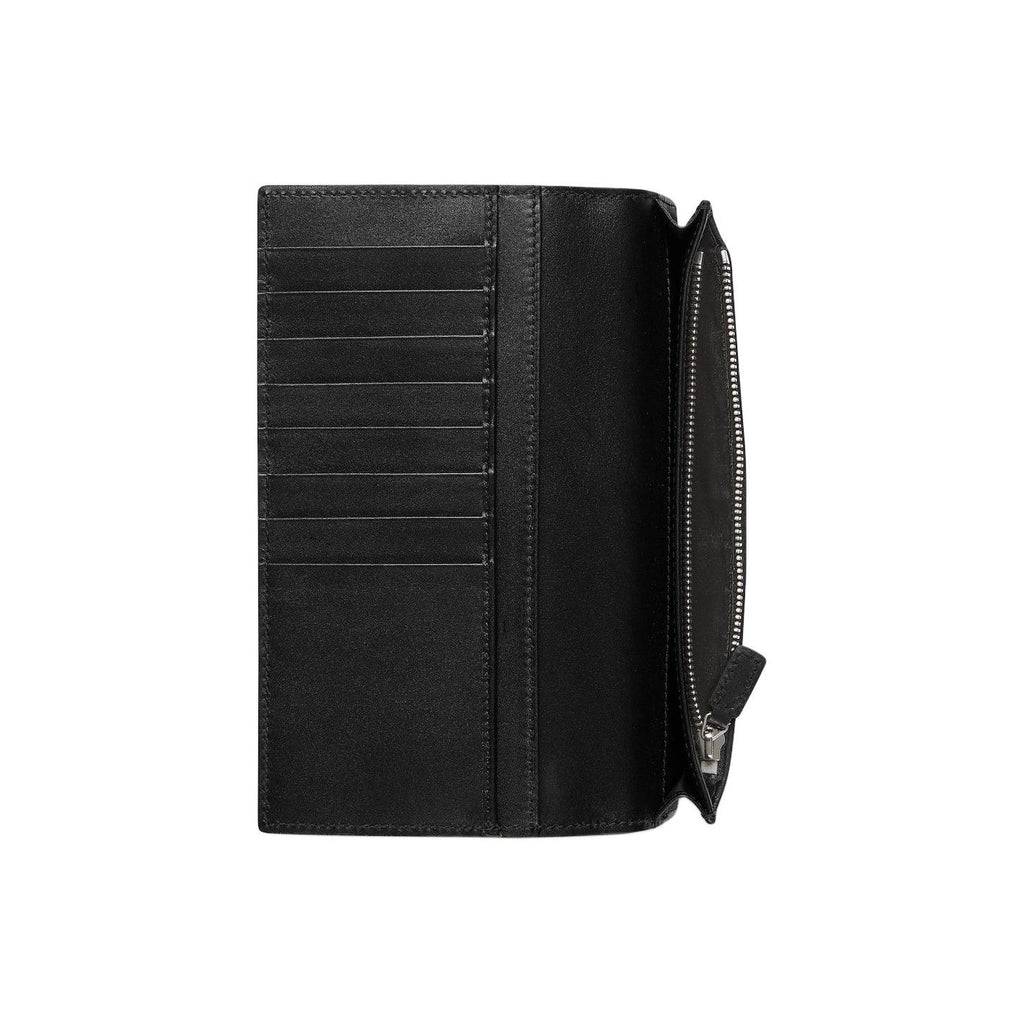 GUCCI GG Emblem Men's Black Smooth Leather Long Wallet | 850178