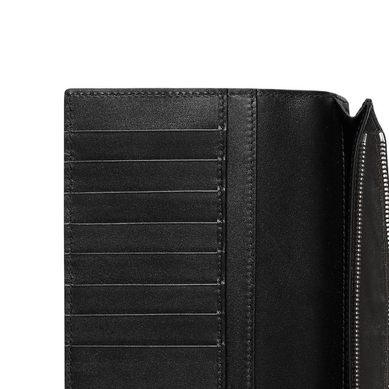 GUCCI GG Emblem Men's Black Smooth Leather Long Wallet | 850178