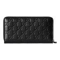 GUCCI GG Emblem Men's Black Cowhide Leather Long Zip Wallet | 860868