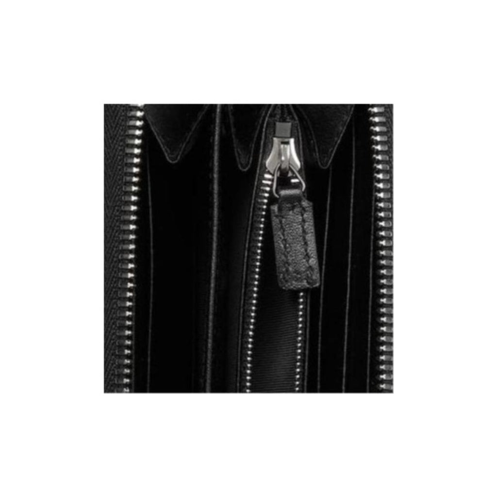 GUCCI GG Emblem Men's Black Cowhide Leather Long Zip Wallet | 860868