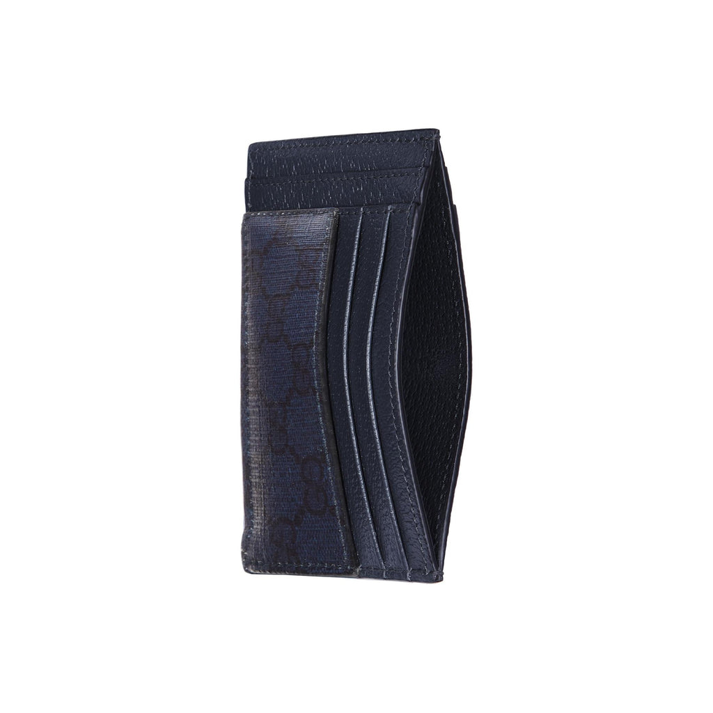 GUCCI Ophidia Men's Blue & Dark Blue Canvas & Leather Card Holder | 732018