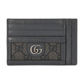GUCCI Ophidia Men's Gray & Black Canvas Card Holder with Leather Trim | 732018