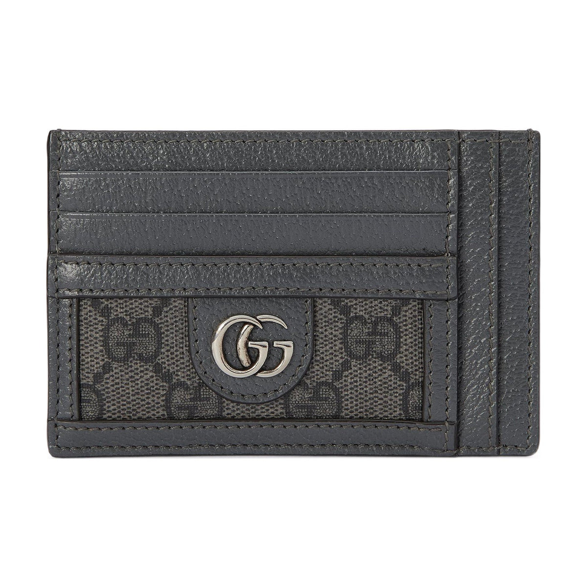 GUCCI Ophidia Men's Gray & Black Canvas Card Holder with Leather Trim | 732018