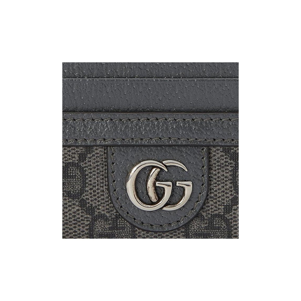 GUCCI Ophidia Men's Gray & Black Canvas Card Holder with Leather Trim | 732018