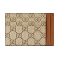 GUCCI GG Emblem Unisex Beige & Dark Brown Coated Fabric Card Holder | 821208