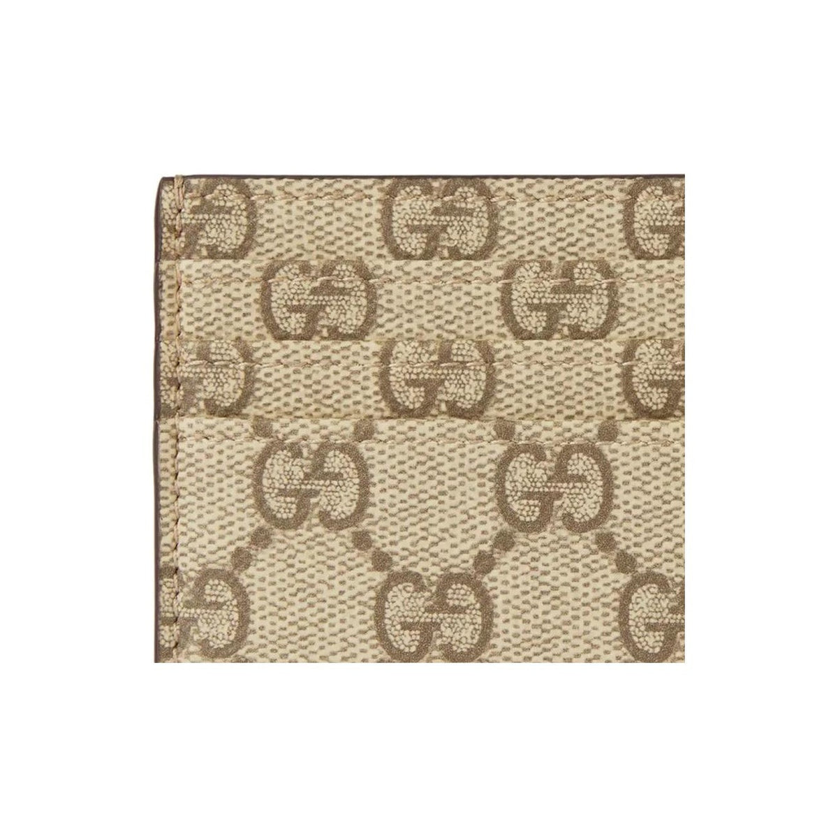 GUCCI GG Emblem Unisex Beige & Dark Brown Coated Fabric Card Holder | 821208