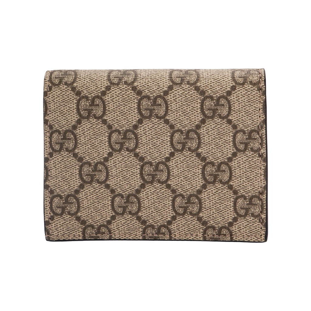 GUCCI GG Marmont Women's Beige & Black Canvas & Leather Bifold Card Holder Wallet | 658610