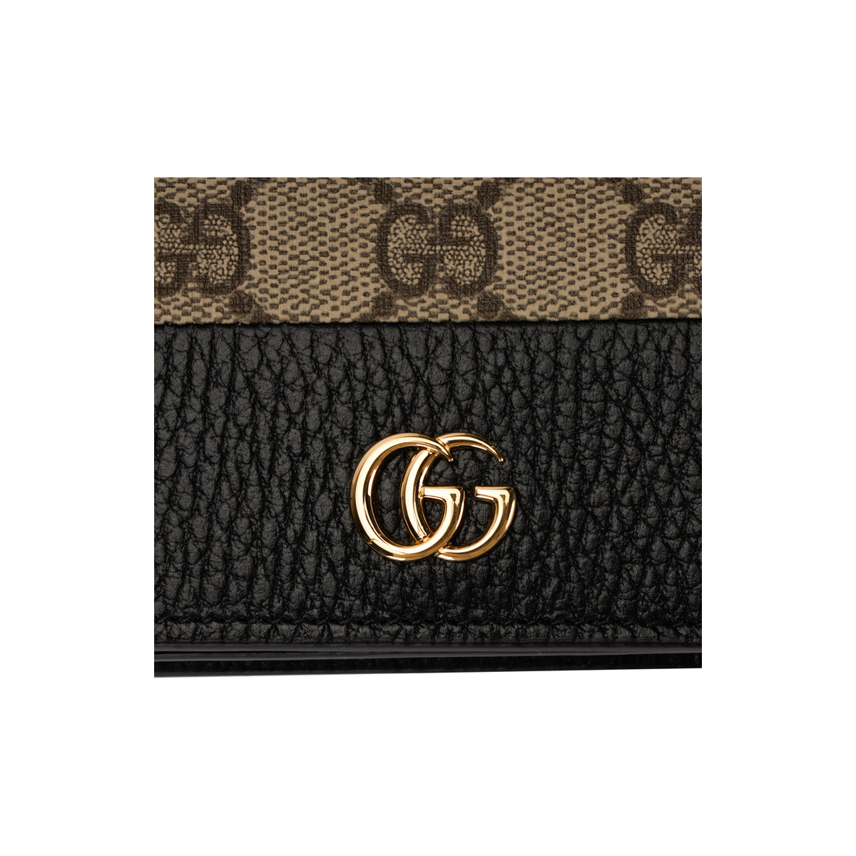 GUCCI GG Marmont Women's Beige & Black Canvas & Leather Bifold Card Holder Wallet | 658610