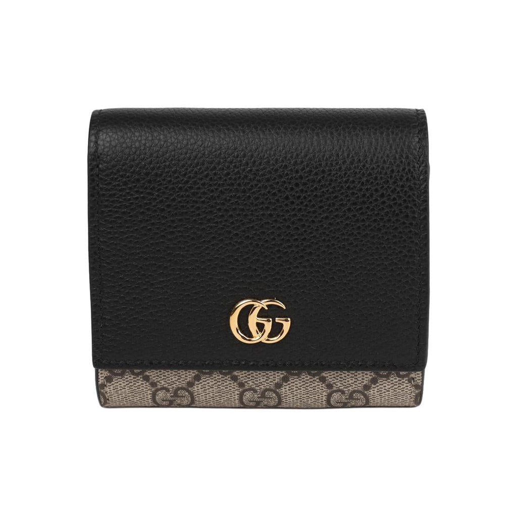 GUCCI GG Marmont Unisex Black & Beige GG Supreme & Leather Wallet | 598587