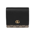 GUCCI GG Marmont Unisex Black & Beige GG Supreme & Leather Wallet | 598587