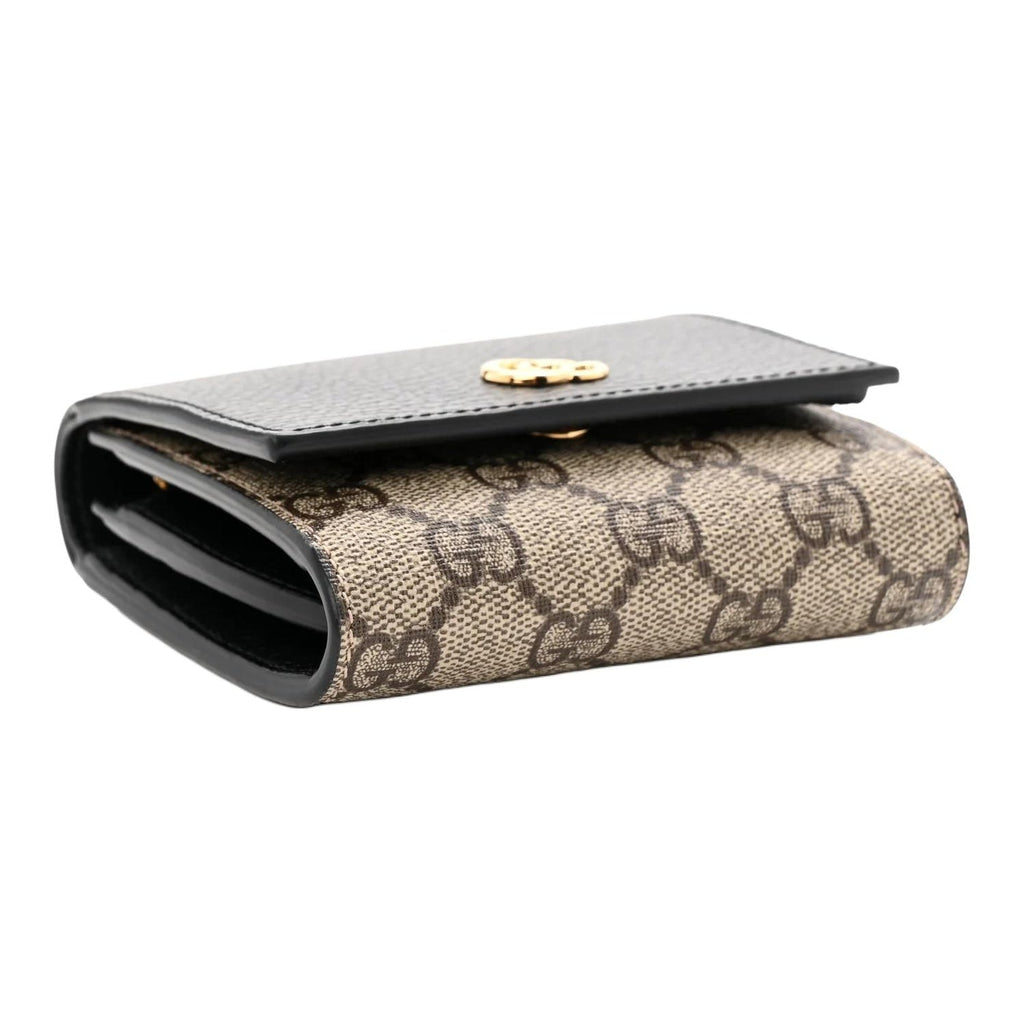 GUCCI GG Marmont Unisex Black & Beige GG Supreme & Leather Wallet | 598587