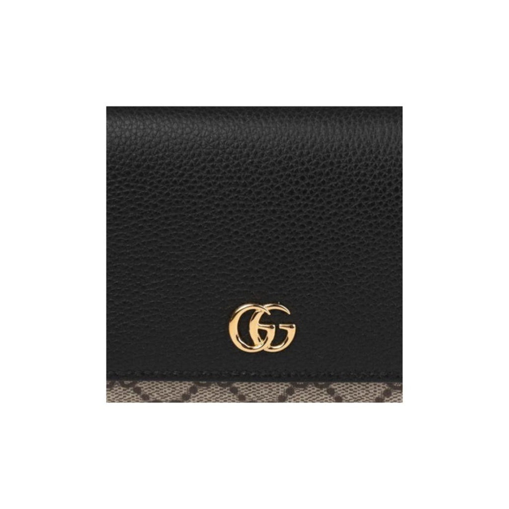 GUCCI GG Marmont Unisex Black & Beige GG Supreme & Leather Wallet | 598587