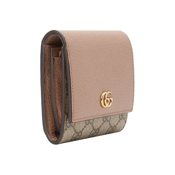 GUCCI GG Marmont Women's Ebony & Beige Canvas & Leather Wallet | 598587