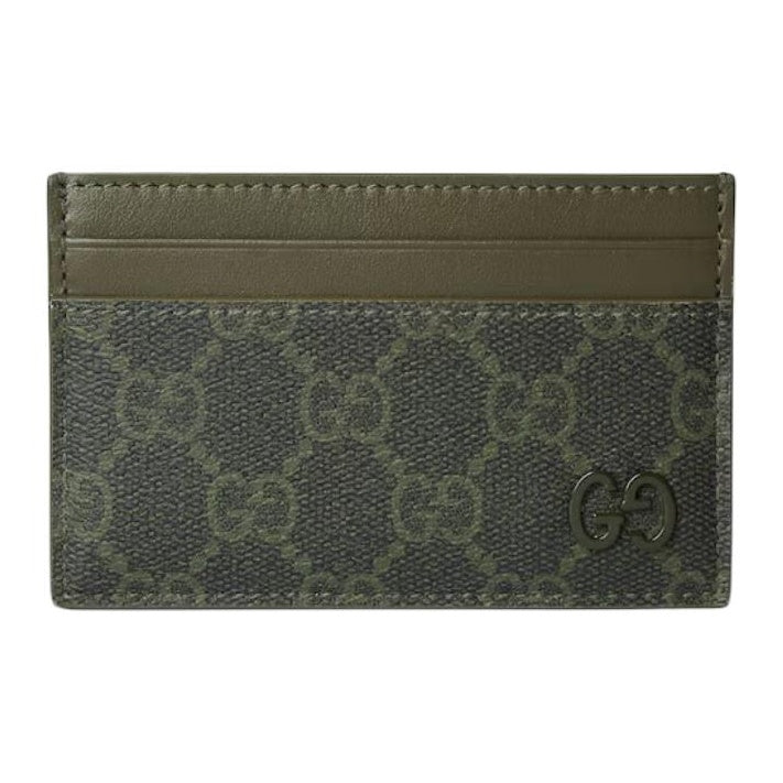 GUCCI GG Monogram Unisex Forest Green Canvas Coin & Card Holder | 768248