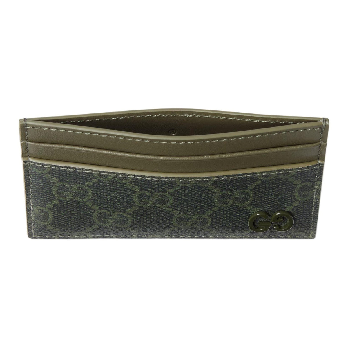 GUCCI GG Monogram Unisex Forest Green Canvas Coin & Card Holder | 768248